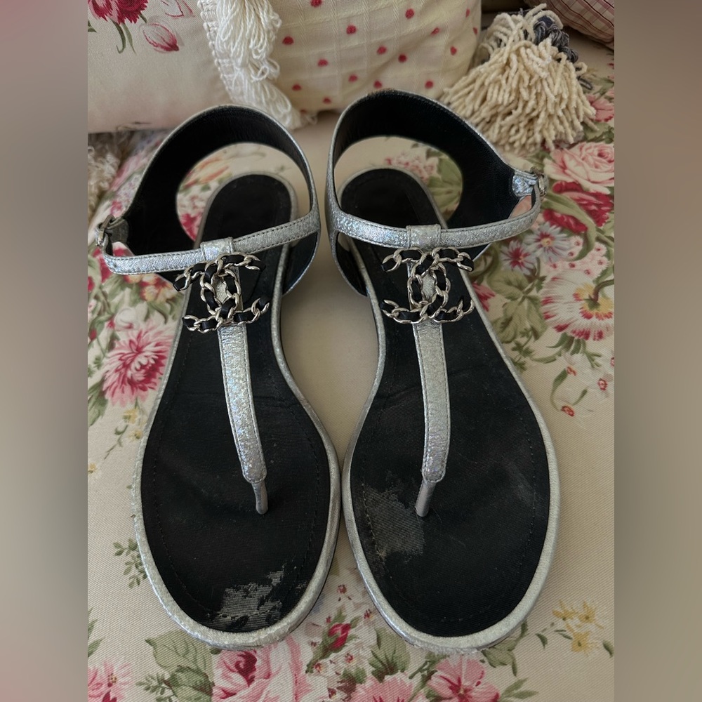 Authentic Chanel Sandals (Iridescent in Color).